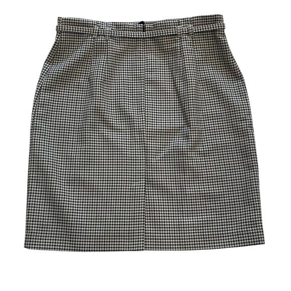 H&M Black, Ivory Houndstooth Belted Pencil Skirt, Lined, US Size 10 - Picture 3 of 12